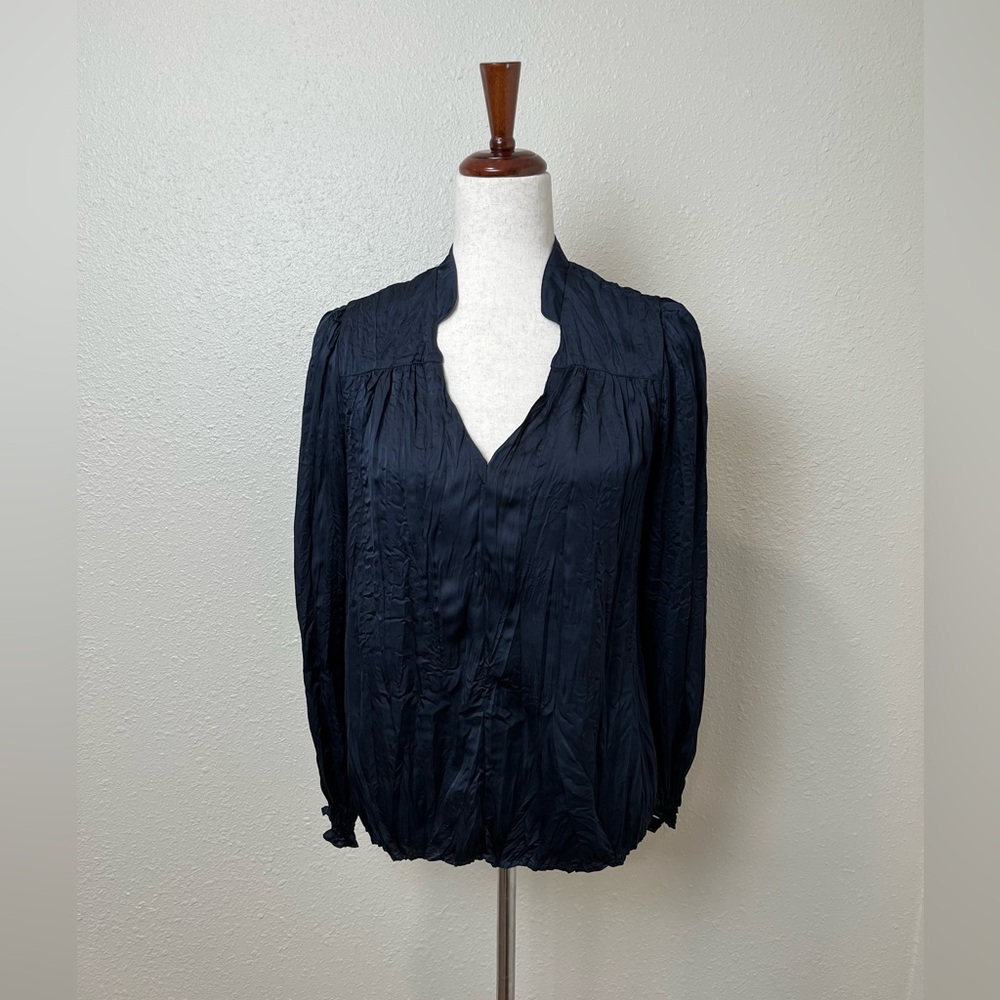 Current Air Dark Navy Long Sleeve Blouse Size Small